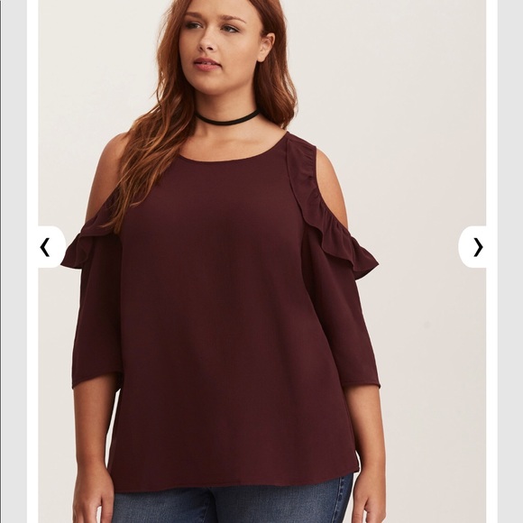 torrid Tops - Torrid Ruffled Cold Shoulder Blouse